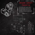 Mechanical engineering drawings on blackboard Royalty Free Stock Photo