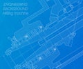 Mechanical engineering drawings on blue background. Milling machine spindle. Technical Design. Cover. Blueprint. Vector Royalty Free Stock Photo
