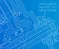 Mechanical engineering drawings on blue background. Milling machine spindle. Technical Design. Cover. Blueprint. Vector Royalty Free Stock Photo