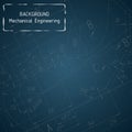 Mechanical engineering drawings on blue blackboard Royalty Free Stock Photo