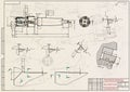 Mechanical engineering drawings on sepia background. Tap tools, borer. Technical Design. Cover. Blueprint. Vector