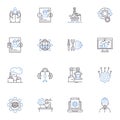 Mechanical Engineering line icons collection. Kinematics, Robotics, Dynamics, Thermodynamics, Automation, Solids, Fluids