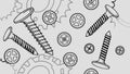 Mechanical engineering pattern: gears, screws, nuts, bolts for industry, vector design Generative AI Royalty Free Stock Photo