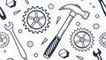 Mechanical Engineering Tools Seamless Pattern, vector design Generative AI Royalty Free Stock Photo