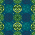 Mechanical flower symmetry seamless pattern