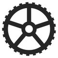 Mechanical gear black icon. Machinery symbol. Cogwheel silhouette