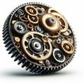 A mechanical gear clockwork mechanism symbolizing pnd Royalty Free Stock Photo