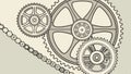 Mechanical gears and chain illustration industrial elements vector design Generative AI Royalty Free Stock Photo