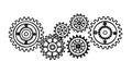 Mechanical Gears Cogs Sketch Drawing, vector design Generative AI Royalty Free Stock Photo