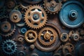 Mechanical gears, industrial vintage style. Generative AI