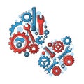 Mechanical Gears and Tools Abstract Illustration Royalty Free Stock Photo