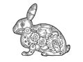 Mechanical Hare rabbit animal sketch engraving