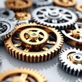 Mechanical Harmony: 3D Illustration of Gears on a White Background Royalty Free Stock Photo