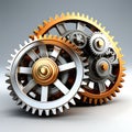 Mechanical Harmony: 3D Illustration of Gears on a White Background Royalty Free Stock Photo