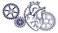 Mechanical heart with gears symbolizing life engineering, vector design Generative AI Royalty Free Stock Photo