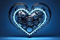 A mechanical heart with intricate gears and a glowing core, fusion of technology and emotion