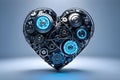 A mechanical heart with intricate gears and a glowing core, fusion of technology and emotion