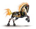 Mechanical horse cyberpunk robot from auto parts Royalty Free Stock Photo