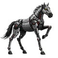Mechanical Horse Robot with Metallic Armor and Bionic Components on White Background Royalty Free Stock Photo