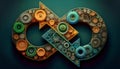 Mechanical Infinity Loop with Gears and Arrows for Continuous Process Royalty Free Stock Photo