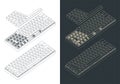 Mechanical keyboard isometric drawings Royalty Free Stock Photo