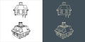 Mechanical keyboard switch wireframe blueprint set Royalty Free Stock Photo