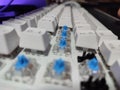 Mechanical keyboard that uses blue switches with detached keycaps