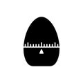 Mechanical kitchen timer, egg silhouette. Outline icon of cooking accessory. Black simple illustration. Flat isolated vector Royalty Free Stock Photo