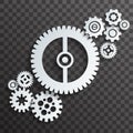 Mechanical machine cogwheels gears transparent background vector illustration