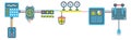 Mechanical machinery line. Wired construction. Engineering wireframe