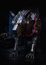 Mechanical Menace: A Thrilling Live Action Scene of Metal Dogs a