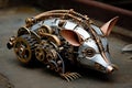 Aardvark Mechanical Menagerie Series: Delightful Steampunk Animals Infused with Retro-Futuristic Marvel AI Generated Illustration