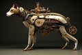 Dog, Mechanical Menagerie Series: Delightful Steampunk Animals Infused with Retro-Futuristic Marvel AI Generated Illustration