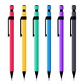 Mechanical pencils in colorful plastic cases set Royalty Free Stock Photo
