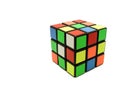 Mechanical puzzle Rubik`s cube on white background isolated Royalty Free Stock Photo