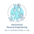 Mechanical reverse engineering soft blue concept icon