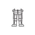 Mechanical robot legs hand drawn outline doodle icon.