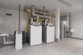 Mechanical Room with Heating Equipment and Pipes Royalty Free Stock Photo