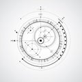 Mechanical scheme, black and white vector engineering drawing wi