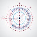 Mechanical scheme, blue vector engineering drawing with circles