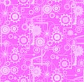 Seamless mechanical vector background pattern . Violet, pink, white colors Royalty Free Stock Photo