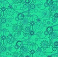 Mechanical seemless vector background pattern. Green color Royalty Free Stock Photo