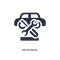 mechanical service of a car icon on white background. Simple element illustration from mechanicons concept