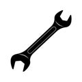 Black Silhouette of a Double Open- Ended Spanner on a White Background Keywords: wrench, spanner, tool, hand tool, mechanical, Royalty Free Stock Photo