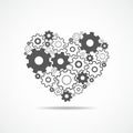 Mechanical silhouette of human heart made with gears. Vector illustration. Royalty Free Stock Photo