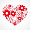 Mechanical silhouette of human heart made with gears. Vector illustration. Royalty Free Stock Photo