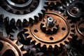 mechanical silver gold gears background generative ai