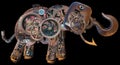 Mechanical Steampunk Industrial Elephant Isolated