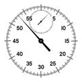 Mechanical stopwatch dial with hands. Countdown, speed measurement. Black and white vector