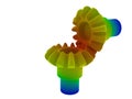 mechanical stress analysis illustration of 2 gears